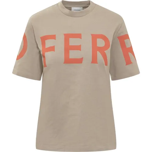 Maxi Logo Kurzarm T-Shirt , Damen, Größe: L - Salvatore Ferragamo - Modalova