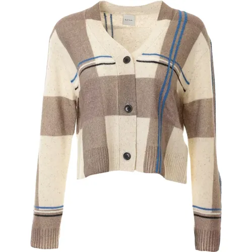 Check Cardigan in Neutral Colors , female, Sizes: XL, XS, L - Paul Smith - Modalova