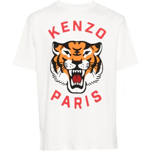 Weiße Tigerdruck T-Shirts und Polos , Herren, Größe: L - Kenzo - Modalova