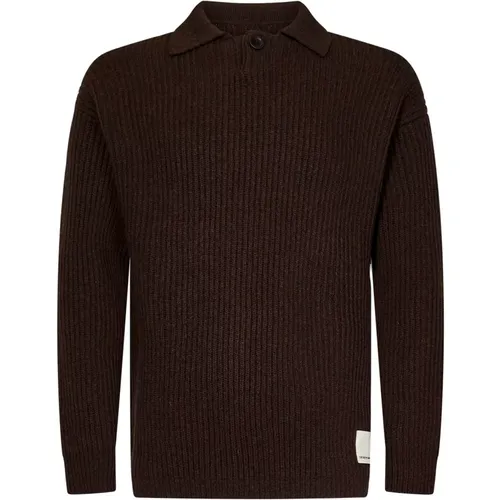 Brauner Fisherman's Rib Stitch Pullover , Herren, Größe: M - Emporio Armani - Modalova