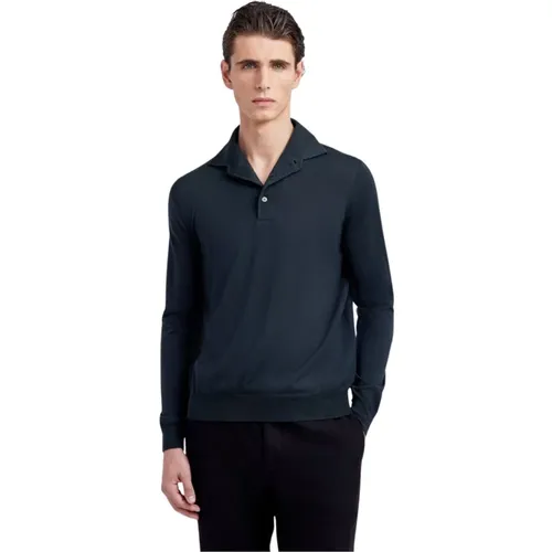 Dark Lightweight Merino Wool Polo , male, Sizes: 2XL, XL, M, L - Filippo De Laurentiis - Modalova