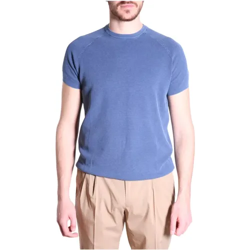 Elegantes blaues Wafer-Strickshirt , Herren, Größe: XL - Aspesi - Modalova