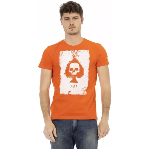 Elegantes Orangefarbenes Baumwoll-T-Shirt - Trussardi - Modalova