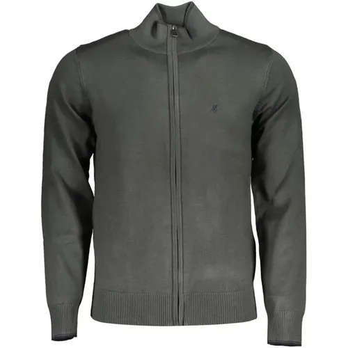 Grüner Nylon-Cardigan mit Reißverschluss , Herren, Größe: M - U.S. Polo Assn. - Modalova