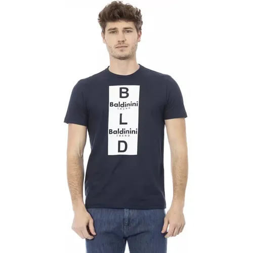 Blau Baumwoll Casual T-Shirt , Herren, Größe: S - Baldinini - Modalova