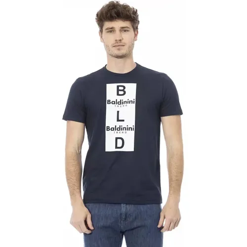 Blau Baumwoll Casual T-Shirt , Herren, Größe: XL - Baldinini - Modalova