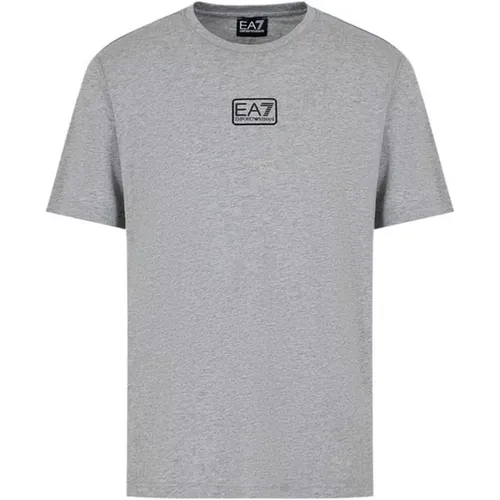 Baumwoll T-Shirt Regular Fit Rundhalsausschnitt , Herren, Größe: 2XL - Emporio Armani EA7 - Modalova