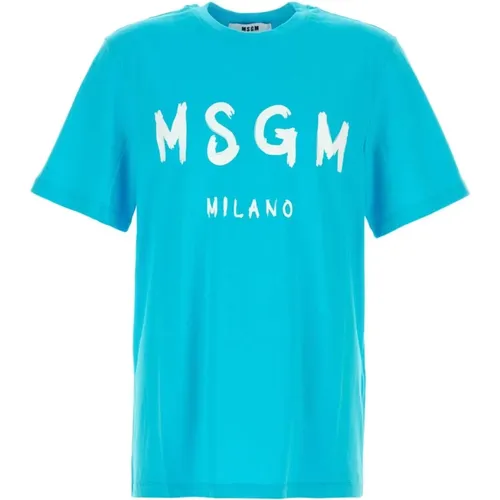 Hellblaues Baumwoll-T-Shirt MSGM - MSGM - Modalova