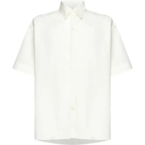 Weiße Popeline Hemd mit Spitzkragen , Herren, Größe: M - Studio Nicholson - Modalova