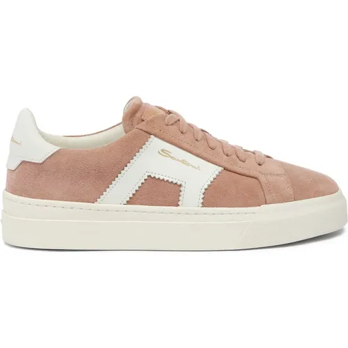 Doppelte Schnalle Wildleder Sneaker , Damen, Größe: 38 1/2 EU - Santoni - Modalova