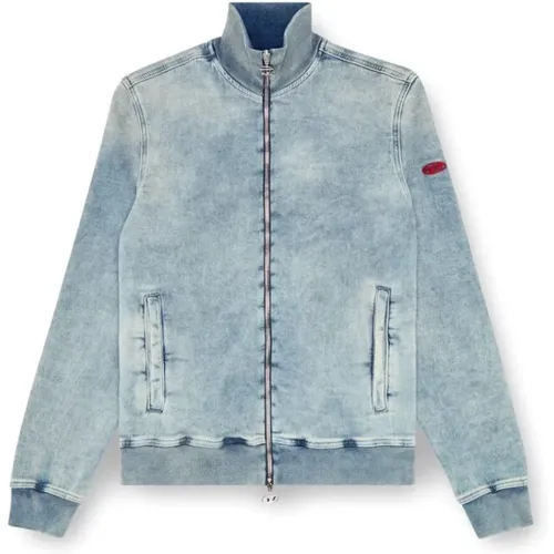 Track Denim Zip-Up Sweatshirt , Herren, Größe: M - Diesel - Modalova