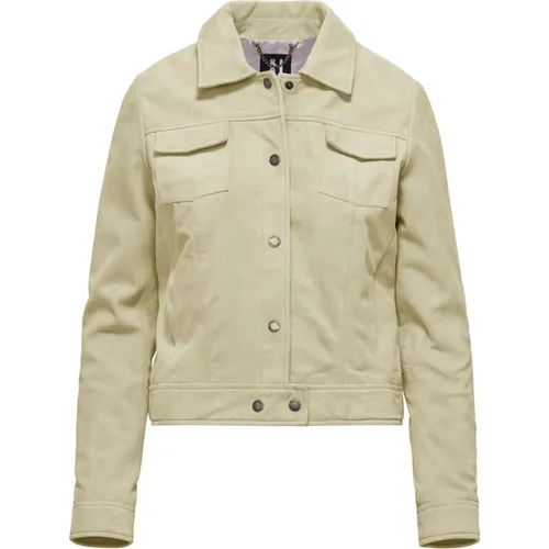 Suede Leather Jacket Slim Fit , female, Sizes: S, M, L - BomBoogie - Modalova