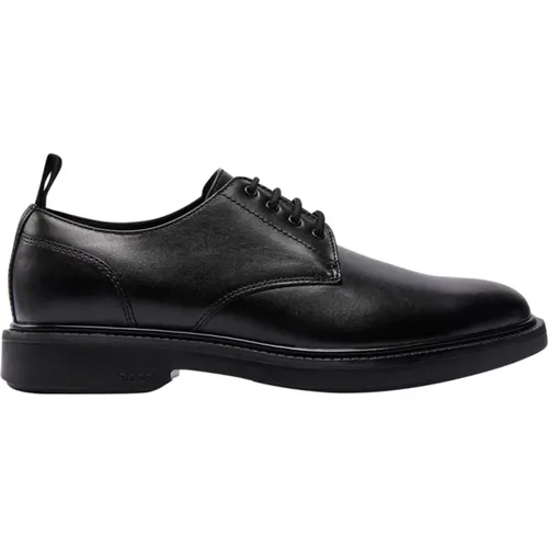 Schwarze flache Schuhe Schnürung eleganter Stil , Herren, Größe: 40 EU - Hugo Boss - Modalova