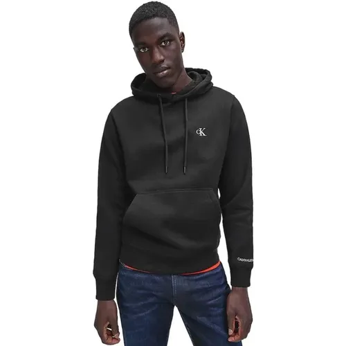 Schwarzer Uni Hoodie , Herren, Größe: 2XL - Calvin Klein Jeans - Modalova