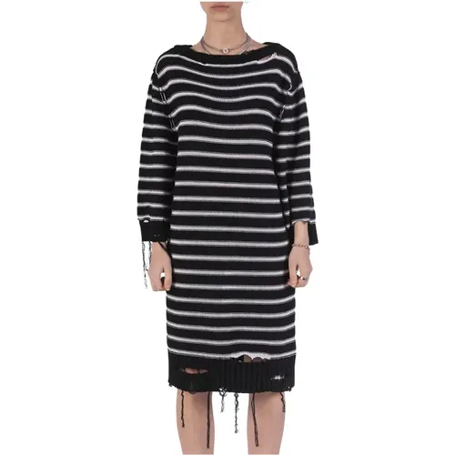 Striped Distressed Knit Dress , female, Sizes: M - MM6 Maison Margiela - Modalova