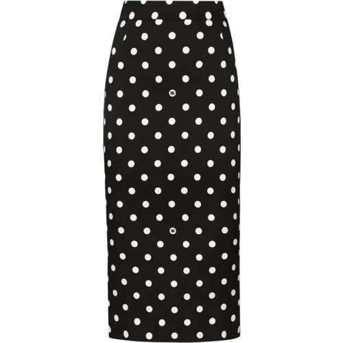 Polka Dot Silk Pencil Skirt , female, Sizes: XS, M - Dolce & Gabbana - Modalova