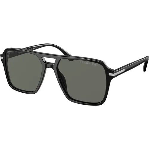 Polarized Green Sunglasses , male, Sizes: 55 MM - Prada - Modalova