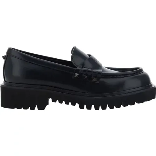 Schwarze Loafer Schuhe mit Nieten - Valentino Garavani - Modalova