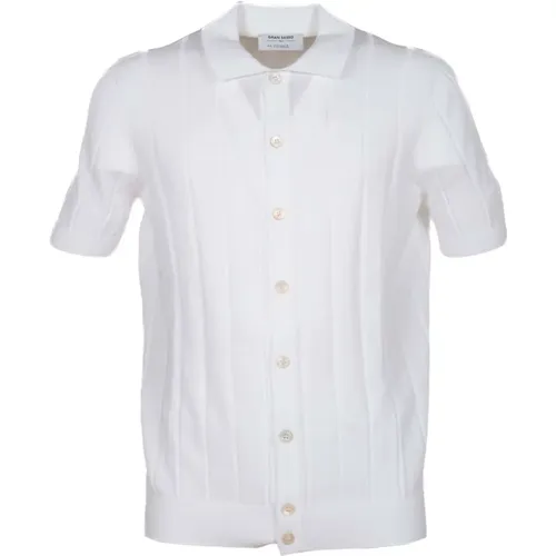 Ribbed Cotton Bowling Shirt , male, Sizes: XL, 2XL, 4XL - Gran Sasso - Modalova