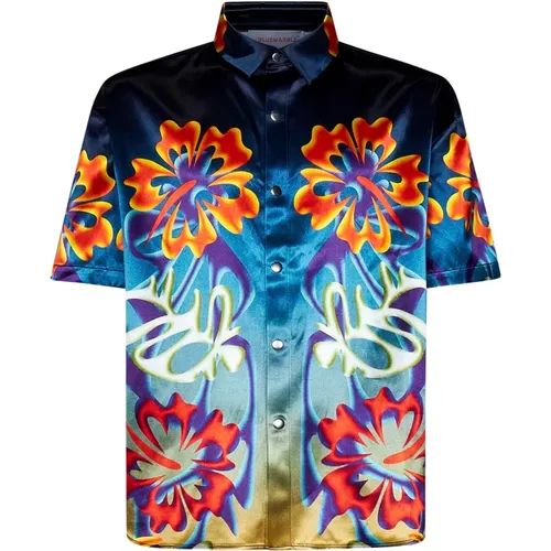Contrasting Flower Print Shirt , male, Sizes: S - Bluemarble - Modalova