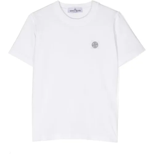 Weiße Baumwoll Logo Patch T-shirt - Stone Island - Modalova