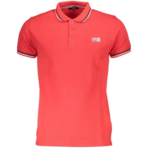 Rotes Baumwoll-Poloshirt mit einzigartigem Druck - Cavalli Class - Modalova