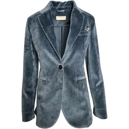 Samt Blaue Jacke Damenmode , Damen, Größe: S - Circolo 1901 - Modalova