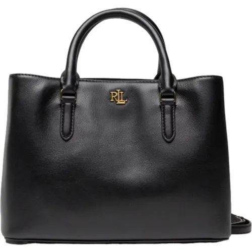 Leather Handbag with Metal Logo , female, Sizes: ONE SIZE - Ralph Lauren - Modalova