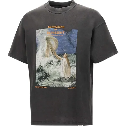 Herren Baumwoll T-Shirt mit Logo-Druck , Herren, Größe: L - Represent - Modalova