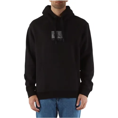 Hooded Cotton Sweatshirt with Embroidered Logo , male, Sizes: L, M - Calvin Klein Jeans - Modalova
