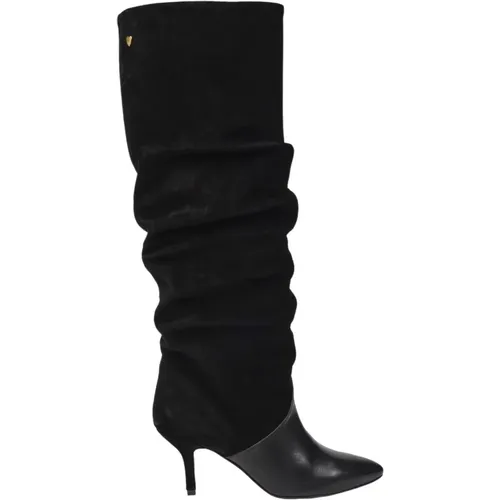 Schwarzer hoher Stiefel mit spitzer Zehenpartie und Stiletto-Absatz , Damen, Größe: 39 EU - Fabienne Chapot - Modalova