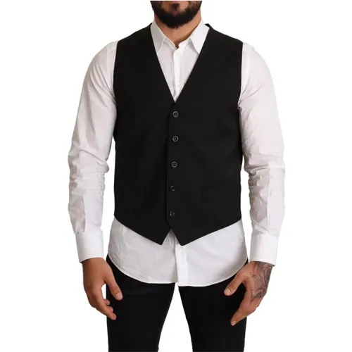 Upgrade Your Formal Wardrobe with this Sleek Suit Vest , male, Sizes: M - Dolce & Gabbana - Modalova