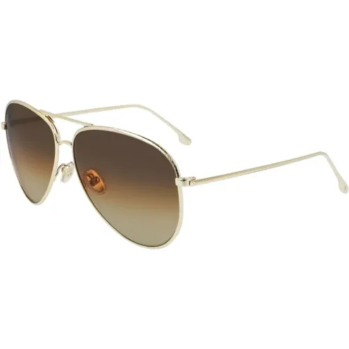 Goldene Metallsonnenbrille für Frauen - Victoria Beckham - Modalova