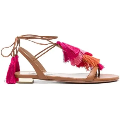 Flache Sandalen mit Quasten für Frauen , Damen, Größe: 36 EU - Aquazzura - Modalova