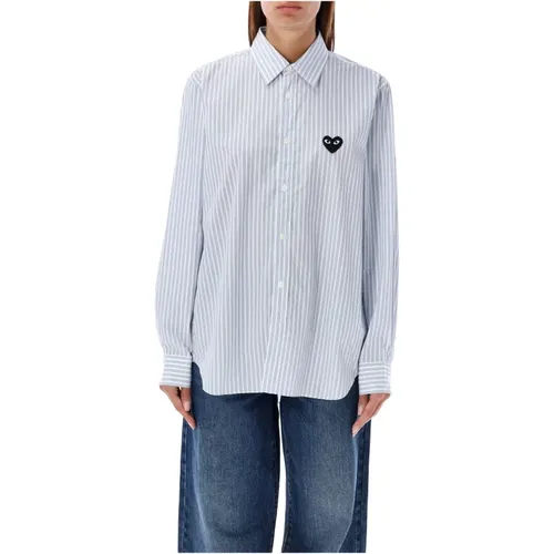 Striped Heart Patch Shirt , female, Sizes: M - Comme des Garçons - Modalova