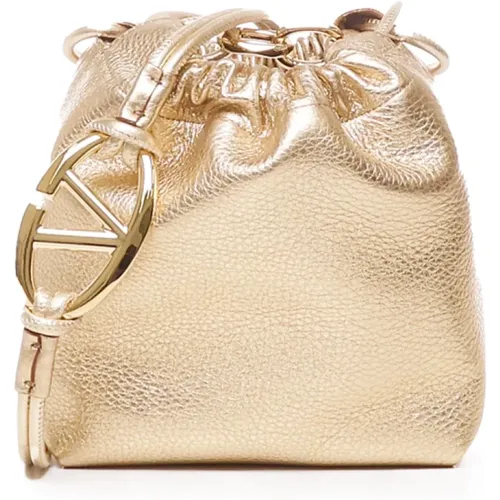 Golden Metallic Mini Vlogo Pouf Bag , female, Sizes: ONE SIZE - Valentino Garavani - Modalova