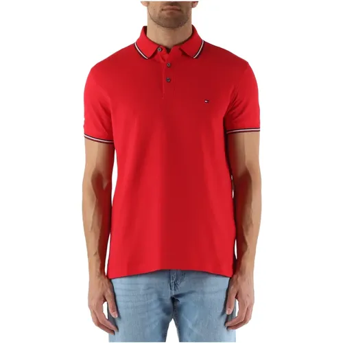 Slim Fit Cotton Polo with Front Logo Embroidery , male, Sizes: XL, 2XL, L, S - Tommy Hilfiger - Modalova