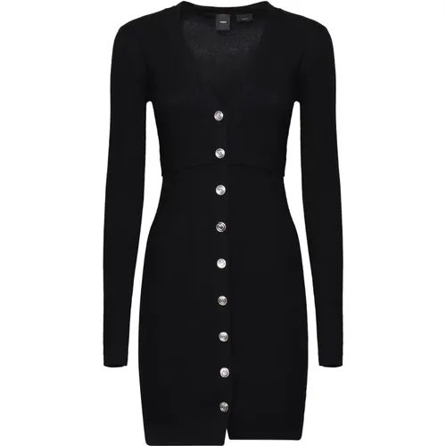 Schwarzes Cardigan-Kleid mit Knopfverschluss , Damen, Größe: XS - pinko - Modalova