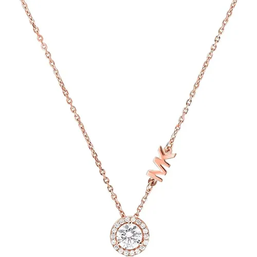 Women's necklace with pendant 925 silver zirconia rose gold , female, Sizes: ONE SIZE - Michael Kors - Modalova