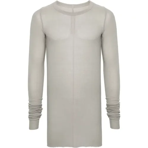 Graues Geripptes Jersey Rundhals Top , Herren, Größe: S - Rick Owens - Modalova