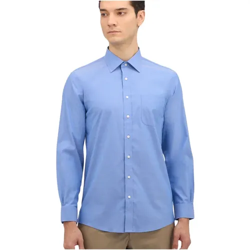 Blaues Slim Fit Bügelfreies Stretch-Baumwollhemd mit Ainsley-Kragen , Herren, Größe: M - Brooks Brothers - Modalova
