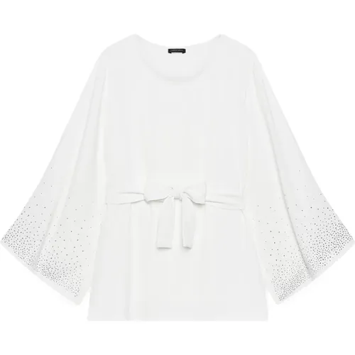 Weiße Bluse mit Glitzernden Details , Damen, Größe: 2XL - Fiorella Rubino - Modalova