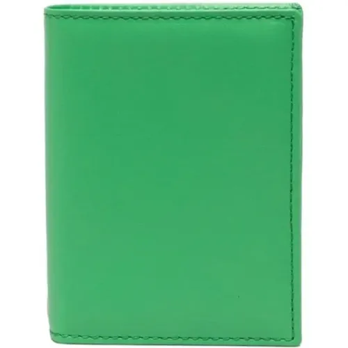 Grünes Kalbsleder Bi-Fold Portemonnaie , Herren, Größe: ONE Size - Comme des Garçons - Modalova
