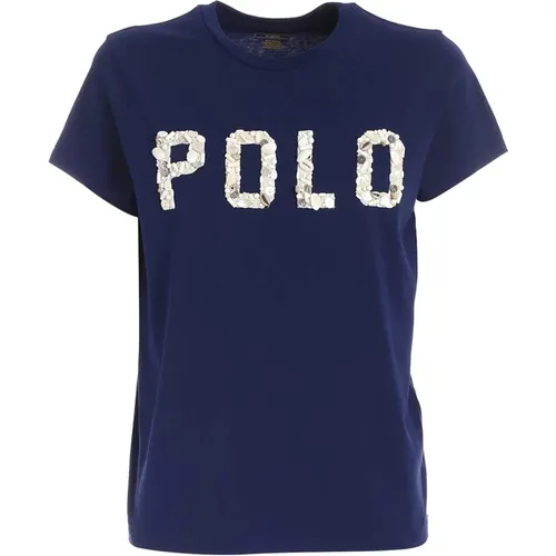 Logo Verziertes T-Shirt , Damen, Größe: S - Polo Ralph Lauren - Modalova