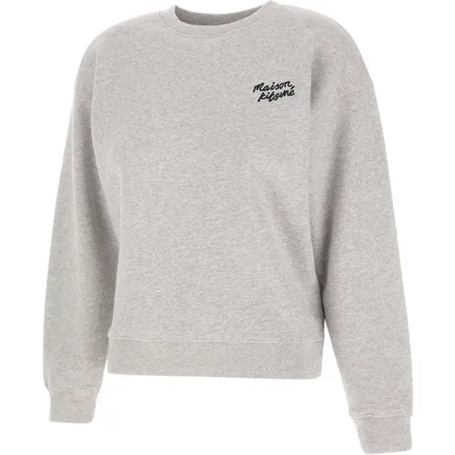 Grey Cotton Sweatshirt with Logo Detail , female, Sizes: M, S - Maison Kitsuné - Modalova