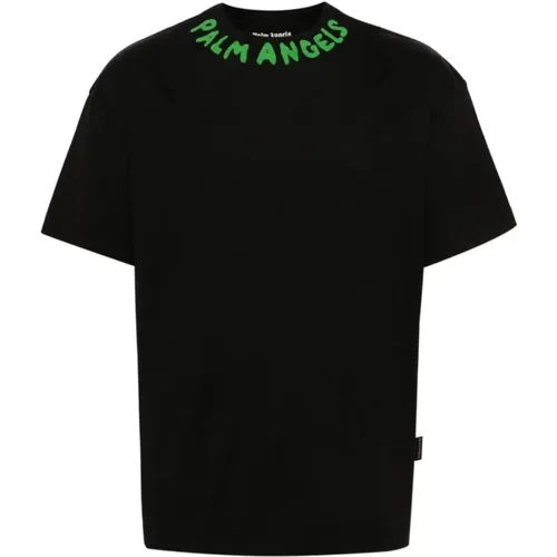 Schwarzes Logo Crew Neck T-shirt,T-Shirts - Palm Angels - Modalova