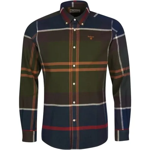 Green Brown Patterned Casual Shirt , male, Sizes: L - Barbour - Modalova