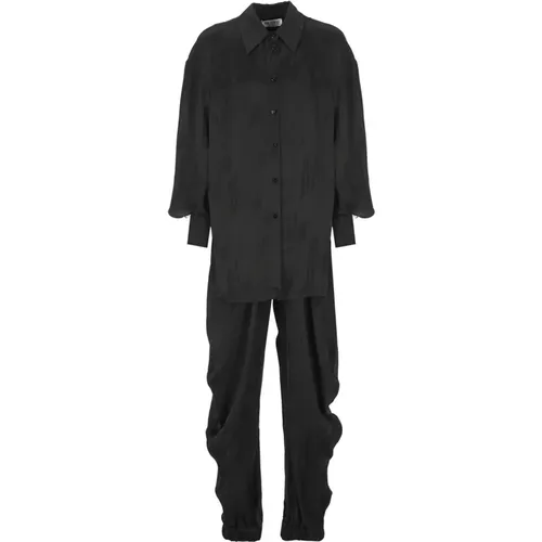 Cotton Jumpsuit with Collar and Long Sleeves , female, Sizes: S, XS - The Attico - Modalova