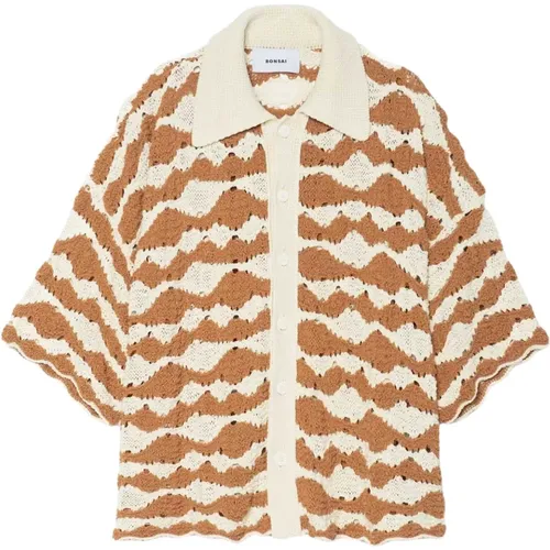 Brown Knit Raffia Shirt MC , male, Sizes: L, S, M, XL - Bonsai - Modalova