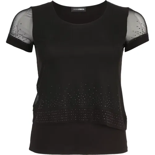 Elegantes Mesh 2-in-1 Style Shirt , Damen, Größe: L - Doris Streich - Modalova